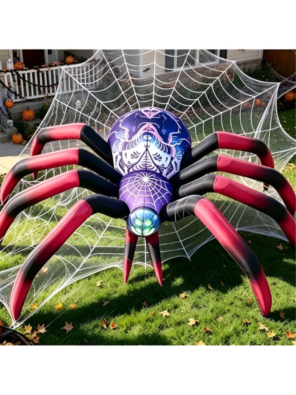 8FT Halloween Inflatable Decorations Spider, Build-in LED Lights Holiday Blow - Picture 4 of 6